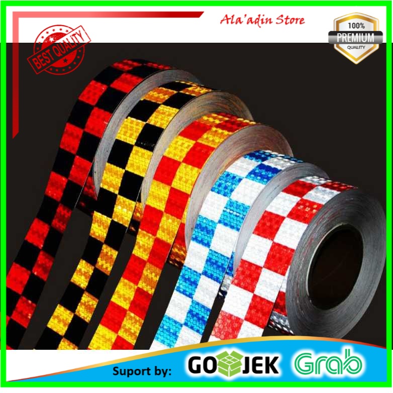 Cuci Gudang TaffPACK Car Reflective Sticker Warning Strip Tape Two Color 5x300cm