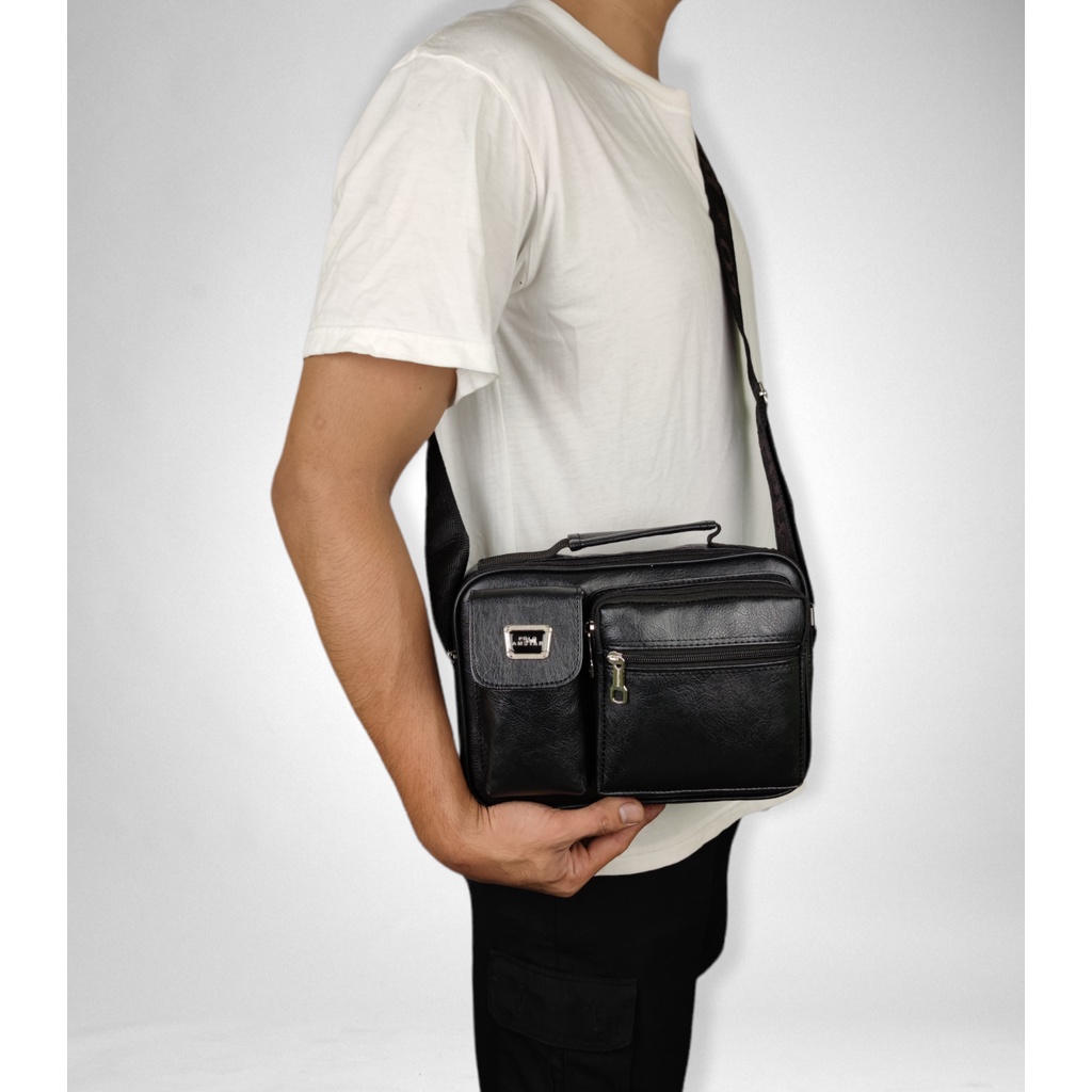 Tas Pria Tas Selempang POLO AMSTAR Bahan Kulit PU Leather Tas Selempang Pria Slingbag