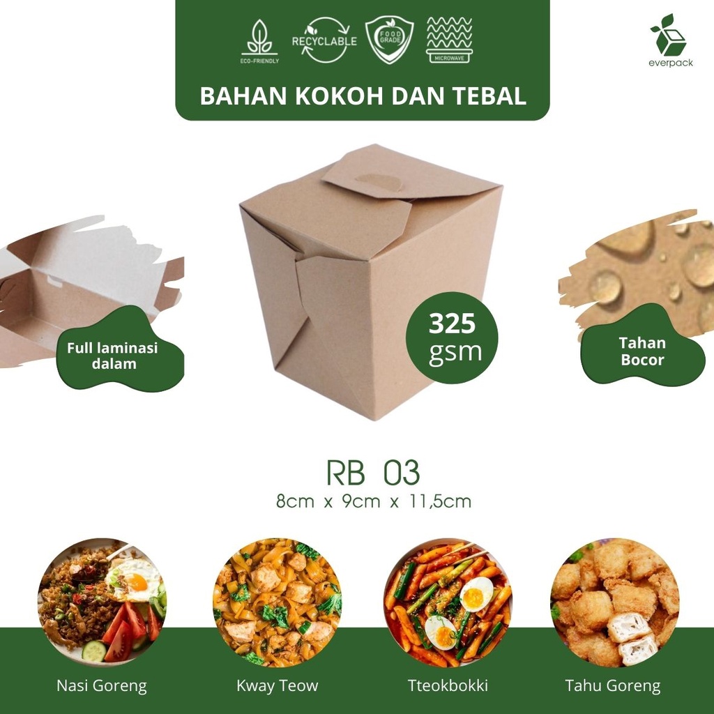 

Paper Rice Box (8x9x11.5 | 325 gsm)) | Kraft | Kotak Kemasan Makanan | Cookies Cake kue | Nasi Goreng | Ayam Geprek Matah | Bisnis Kecil Pemula | Skincare | Packaging | Kado | Hadiah