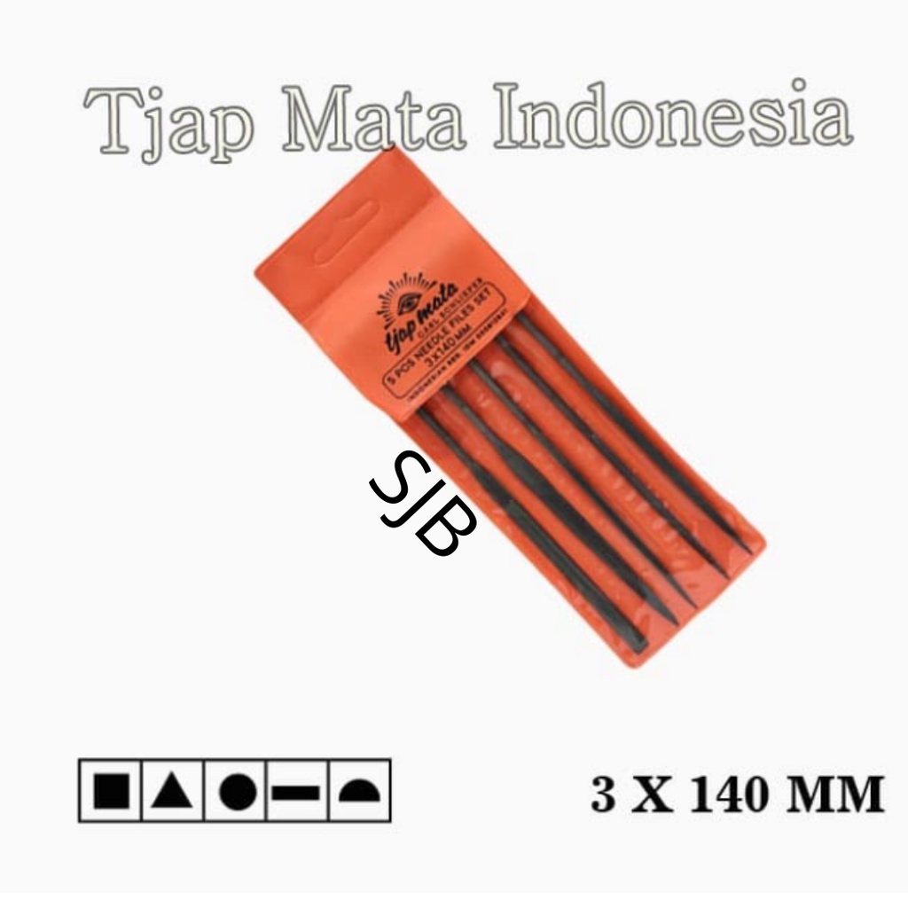 Kikir Besi Set 5pcs Kikir Sumpit 3 x 140 MM Cap Mata Tjap Mata