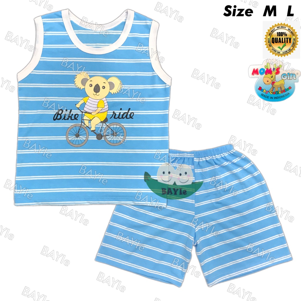 BAYIe - Setelan Singlet/Kutung Anak/Bayi SALUR SABLON H070 MOM'S GIFT SNI Bahan Katun Spandex Size M L