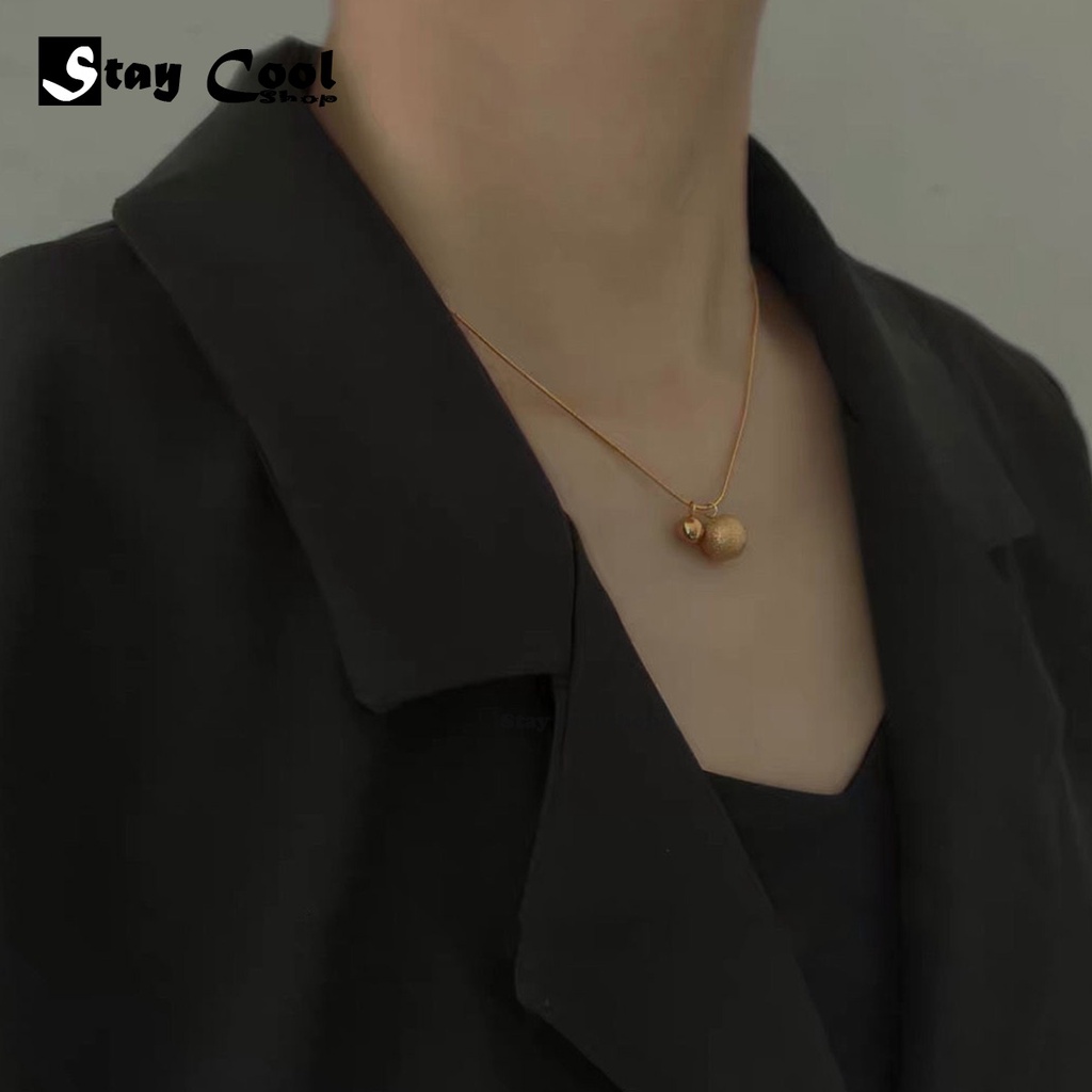 [ Bayar Ditempat ] Kalung Titanium Gold Anti Karat Liontin Bola Pasir Juntai / Accesories Wanita Kalung Korean Style Import / Kalung Titanium Asli Ori / Kalung Kupu Kupu Aesthetic