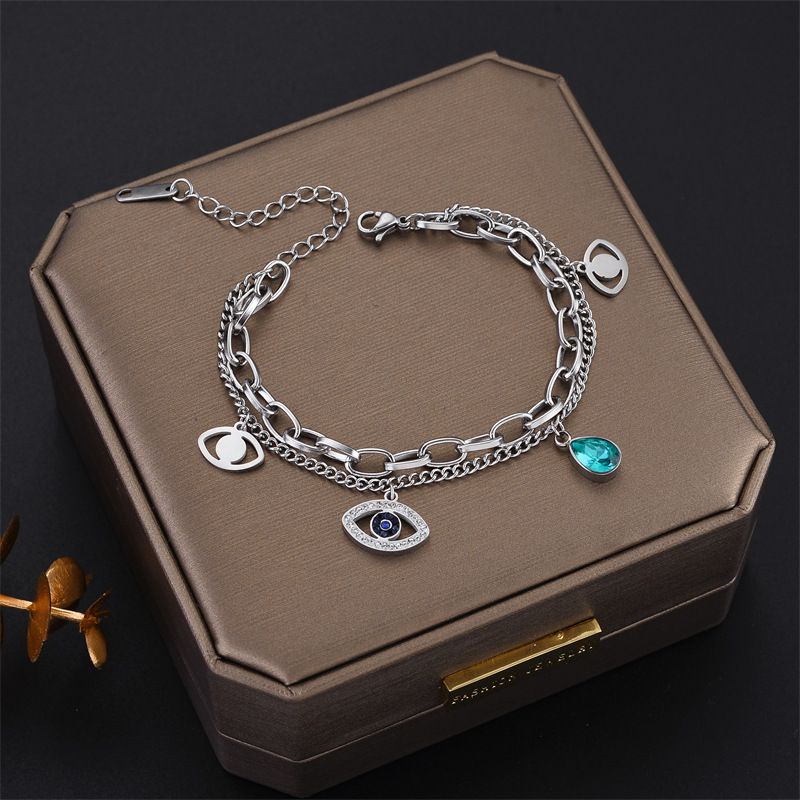 Gelang tangan dua layer mata mata anti karat korea fashion