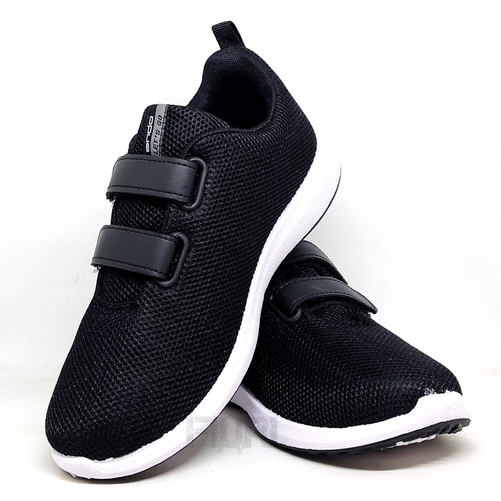 FIURI - ANDO ORIGINAL -  LIAM VIANY PEREKAT 29-40 HITAM PUTIH - SEPATU SNEAKERS KANVAS SOL KARET ANAK KECIL PEREMPUAN LAKI-LAKI - SEPATU KETS LUCU FASHION TRENDY - SEPATU SEKOLAH PAUD TK SD KRETEKAN PEREKAT CEWEK COWOK MURAH PROMO DISKON BONUS KAOS KAKI