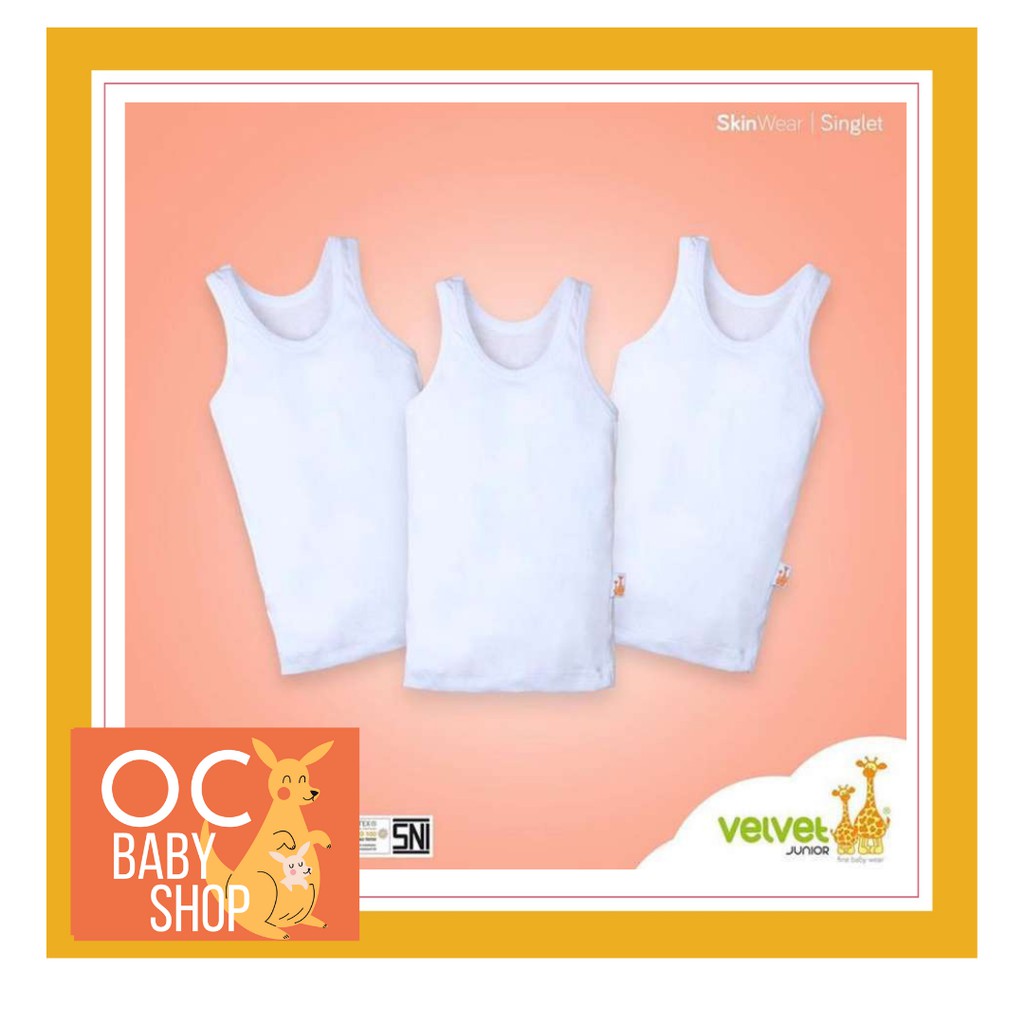 PROMO SINGLET VELVET LIBBY/ Baju bayi/ Velvet Junior Kaos Singlet bayi 1 pcs / kaus dalam bayi