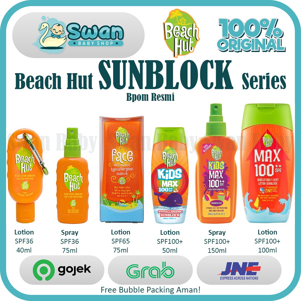 Sunblock Anak &amp; Dewasa Beach Hut | Sunscreen Wajah Badan Bahan Organik