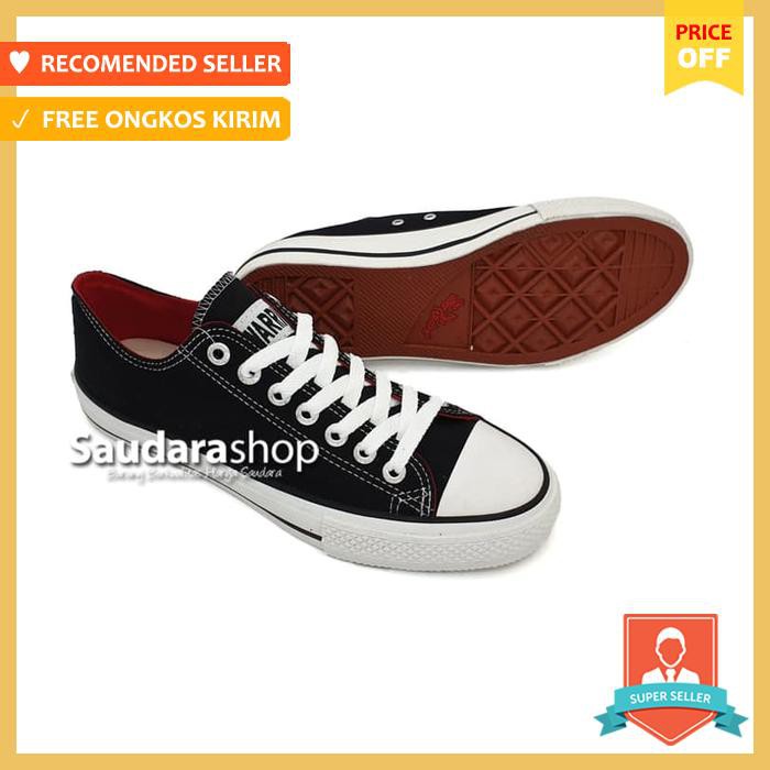 Sneakers Pria - Sepatu Warrior Sparta Low Black White Red / Warrior Allstar Pendek - Sepatu Pria