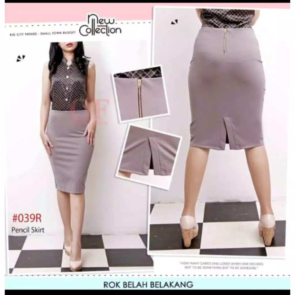 Rok Span Pendek Bahan Scuba / Pensil Skirt / Rok Midi Wanita Sleting (Zipper)