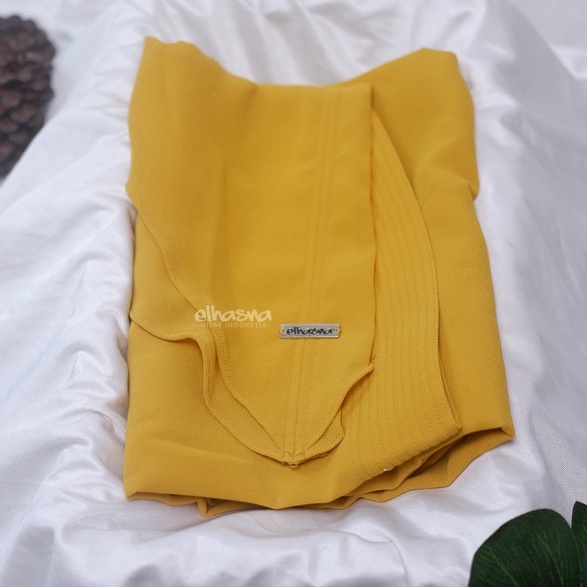 Hijab Instan XL Jumbo Hijab Ceruty 2 Layer Jilbab Instan  By Elhasna-MUSTARD