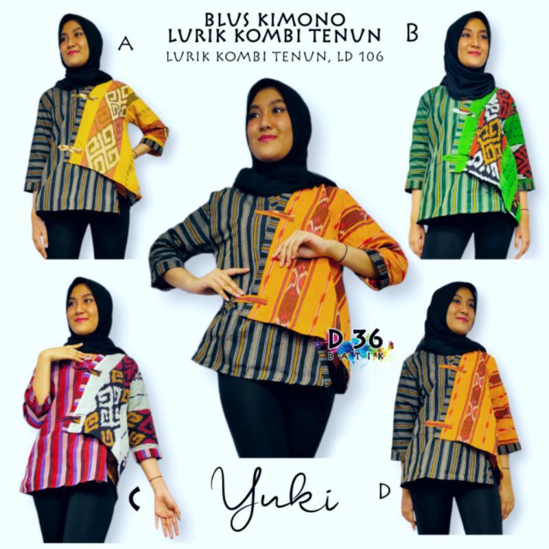 blus kimono lurik kombi tenun yuki
