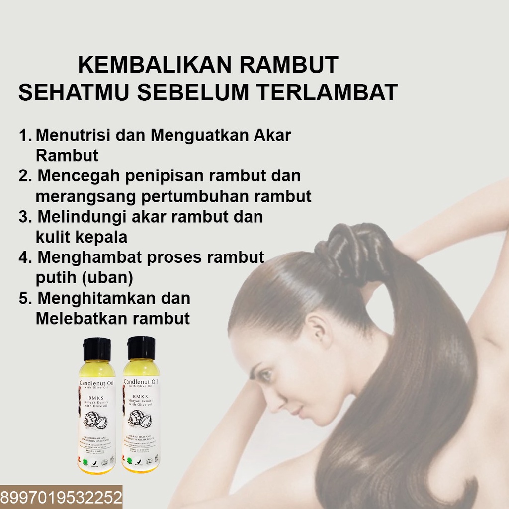 Minyak Kemiri Pelebat &amp; Penghitam Rambut CANDLENUT OIL WITH OLIVE OIL BPOM - 60ml