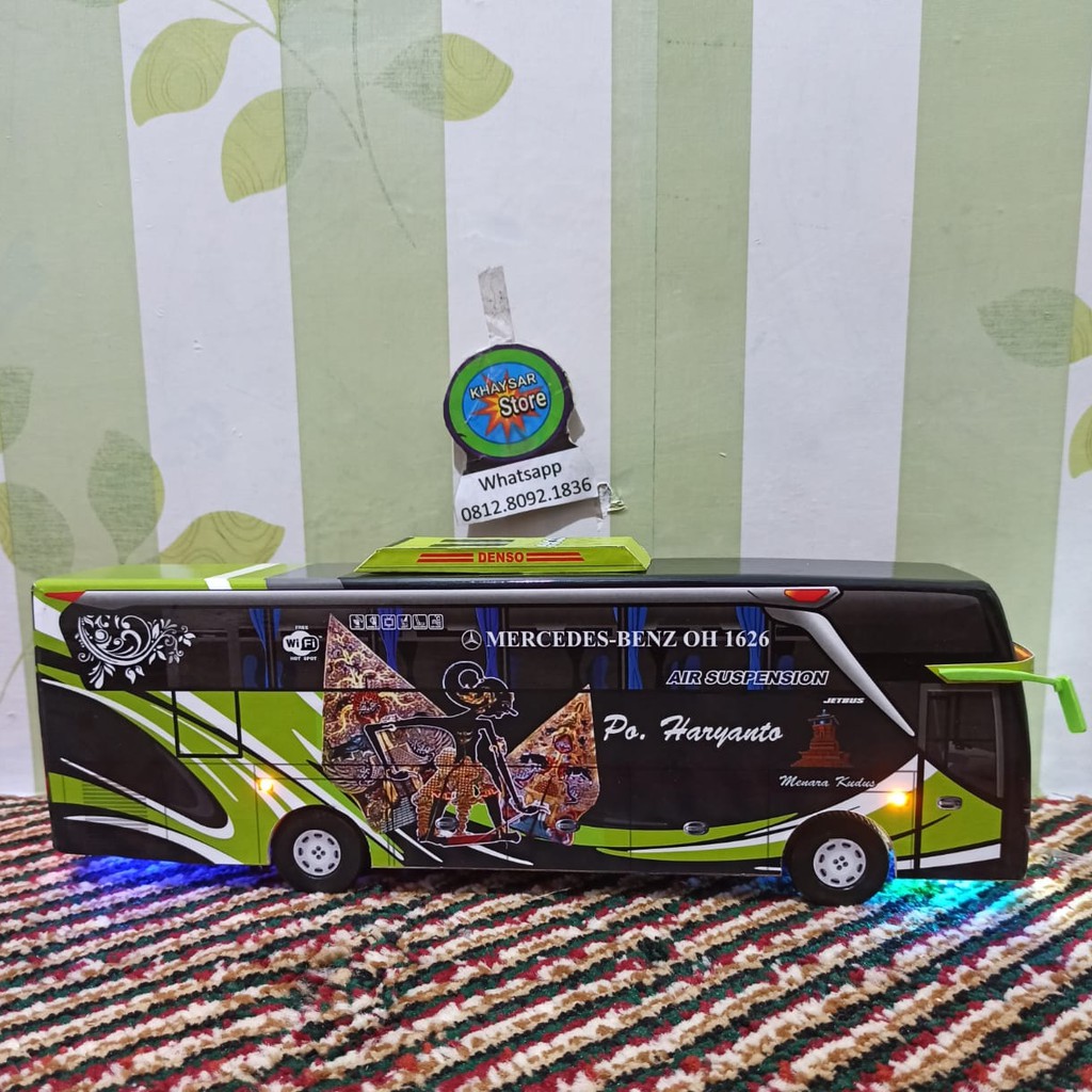 miniatur Bus bis / mainan bus bis Haryanto Jetbus 3 Liivery Wayang Gunungan + Lampu