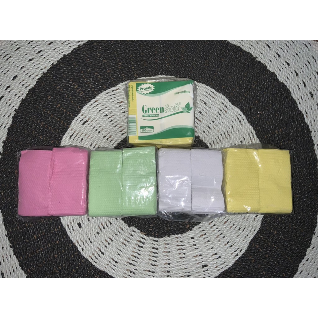 Tisu Makan Potong Lipat Tissue Green Soft Napkin Isi 100 Sheets Tisue Belah - Tissu Grosir Ecer