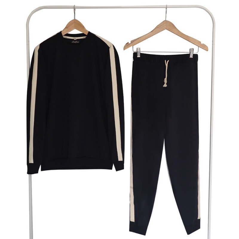 Exclusive 1 set Lincois (Sweatshirt + Celana Training) in Black
