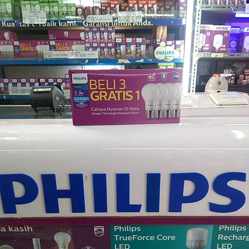 Lampu Philips LED mycare 6 Watt Putih 3 free 1 LEDpack