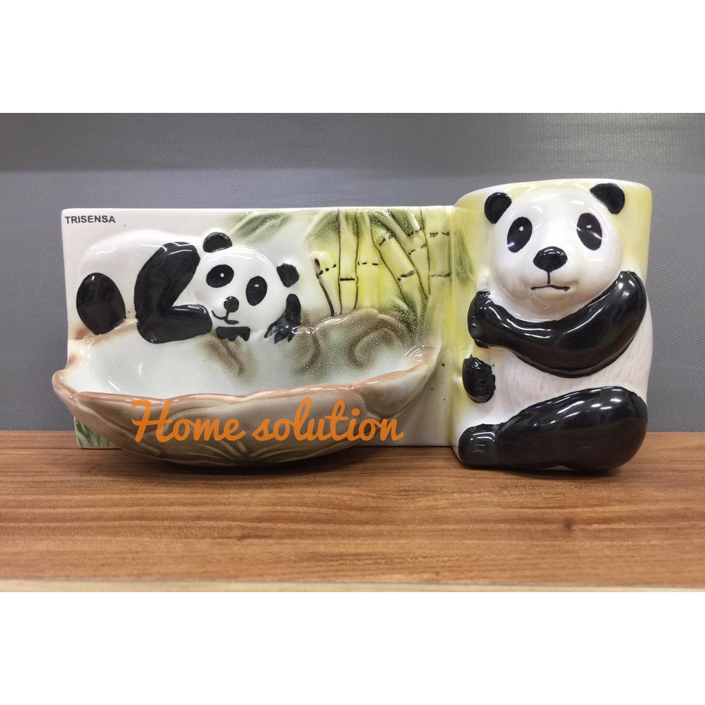 Tempat Sabun Keramik PANDA  / Tempat Sabun Keramik  + Tempat sikat gigi Tempel Tanam Tembok TRISENSA