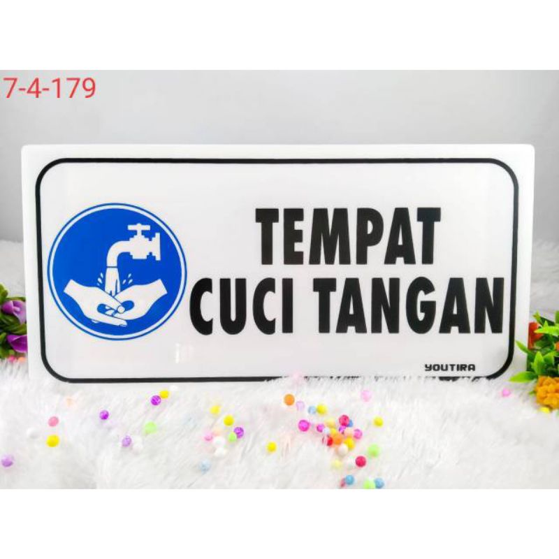 label Akrilik cuci tangan rantai gantung