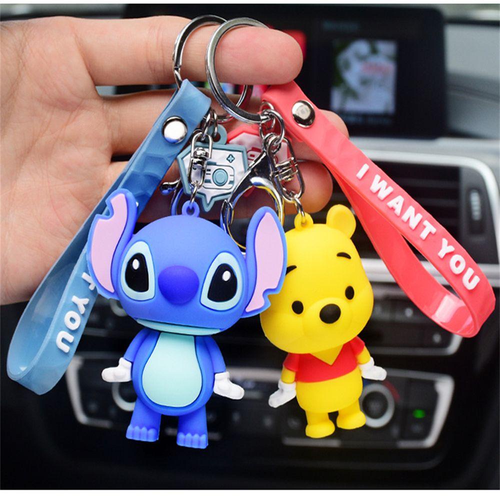 Lily Anime Gantungan Kunci Mainan Anak Model Hadiah Gantungan Kunci Mobil Liontin Aksesoris PVC Stitch Gambar Keyring