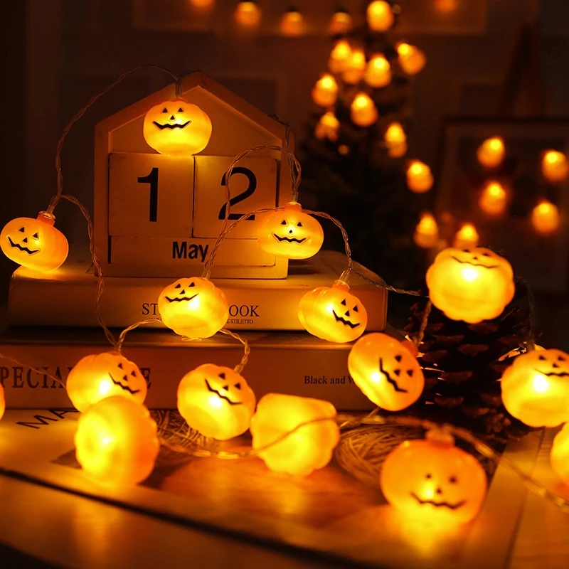 Lampu Tumblr LED Model Labu Halloween Panjang 1 / 3m Tenaga Baterai Untuk Dekorasi DIY/Hot Sale