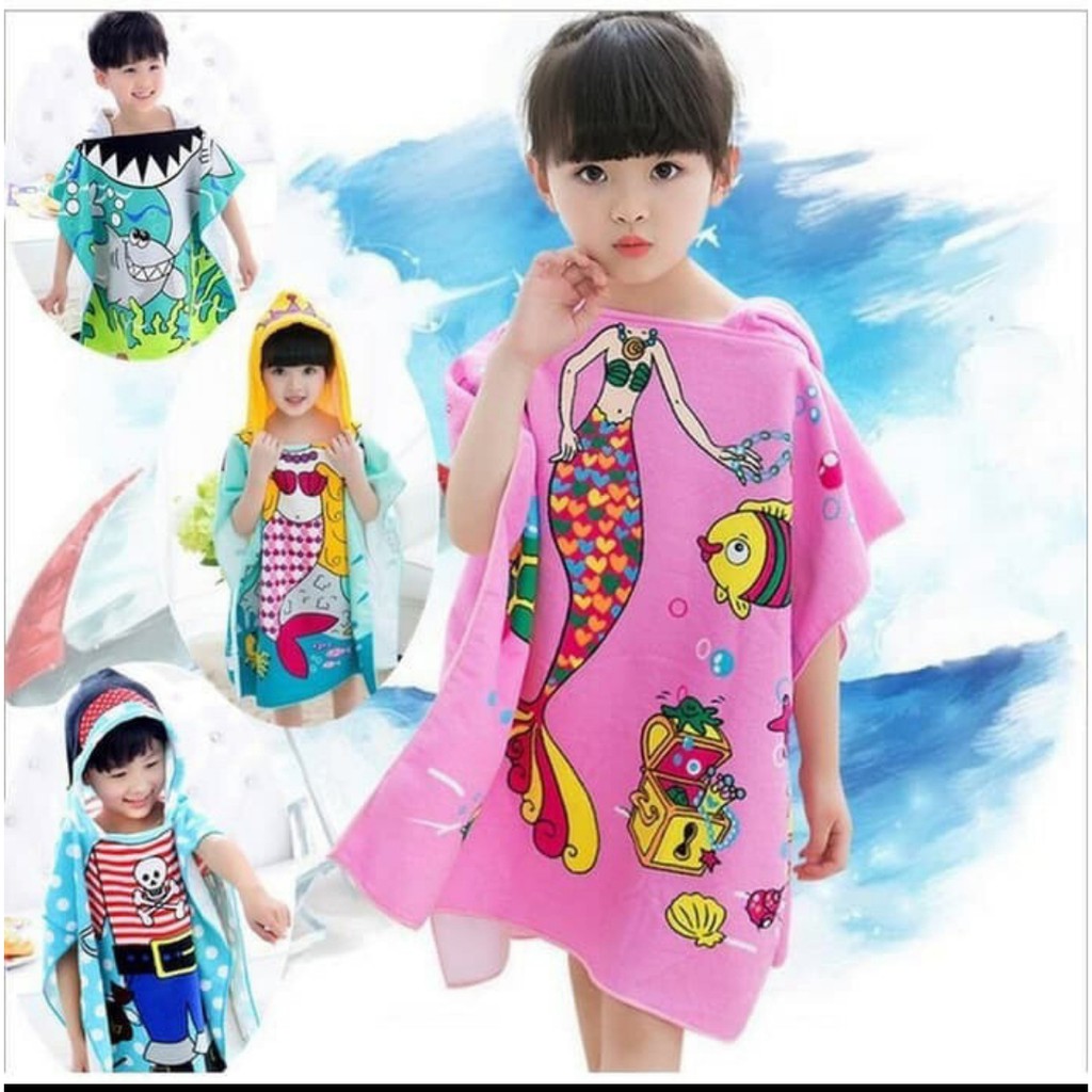 Handuk Renang Anak / Handuk Ponco Anak / Handuk dgn Motif Karakter