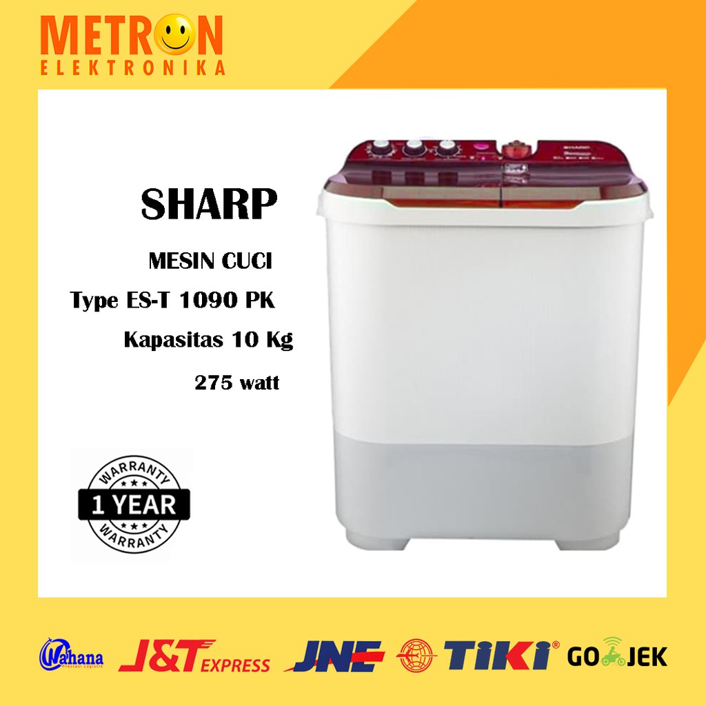 SHARP ES T 1090 PK / PINK AQUAMAGIC MESIN CUCI SEMI AUTO 10 KG / EST1090PK