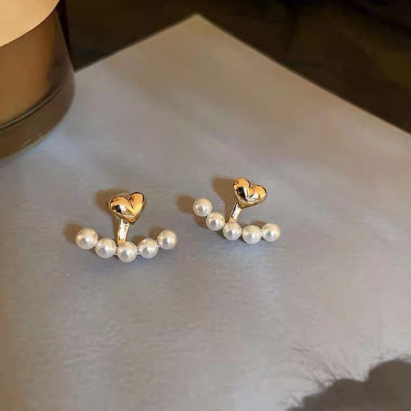 Anting Stud Mutiara Bentuk Hati Gaya Elegan Untuk Wanita