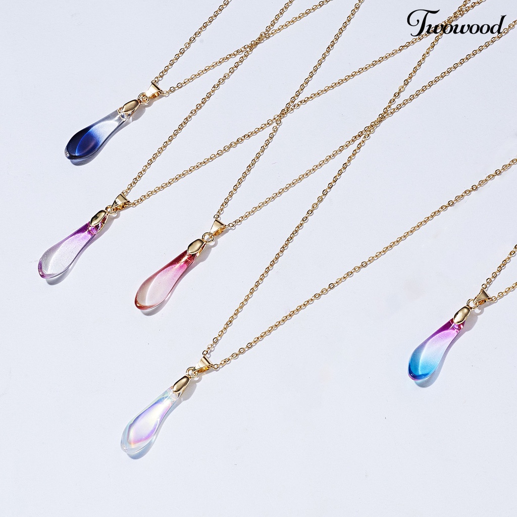 Kalung Bentuk Water Drop Bahan Batu Buatan Warna-Warni Untuk Wanita