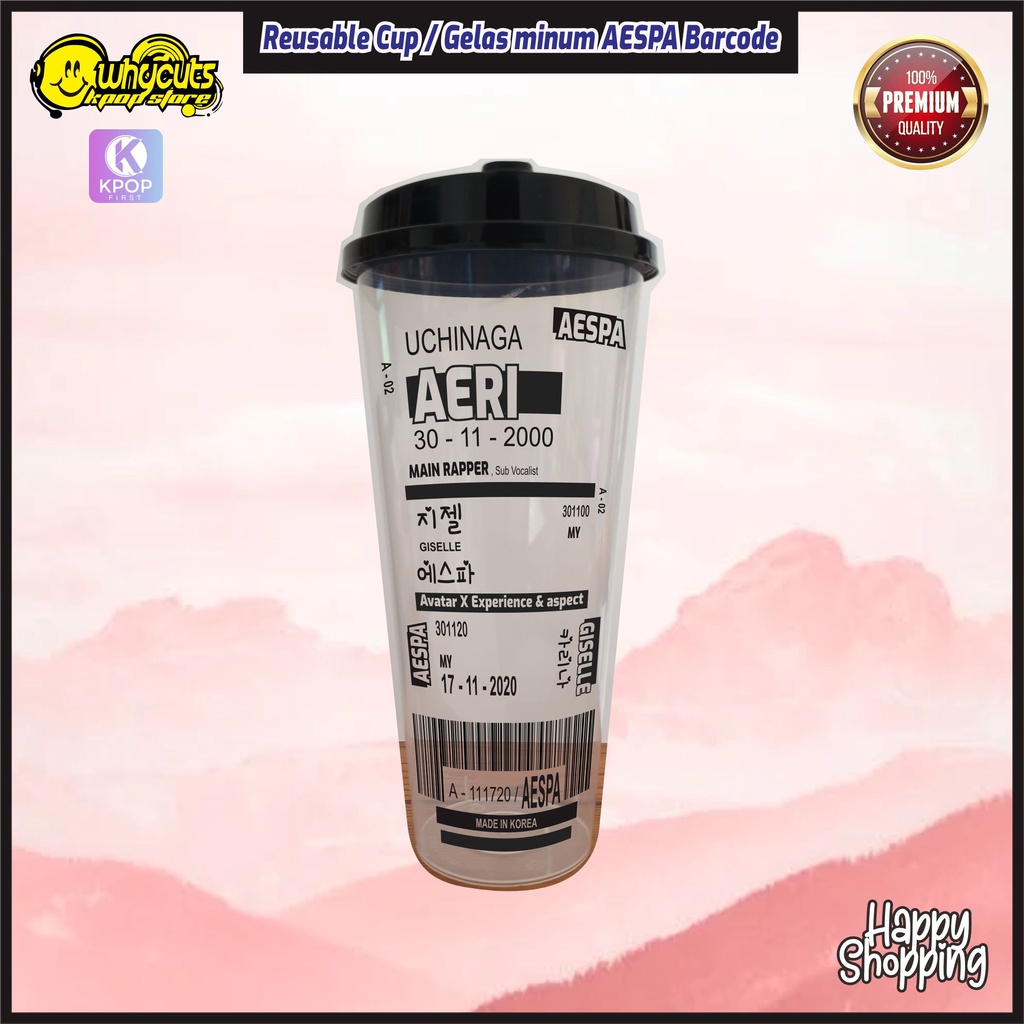 Reusable Cup Aespa Versi Barcode tahan panas dan dingin 700 ml