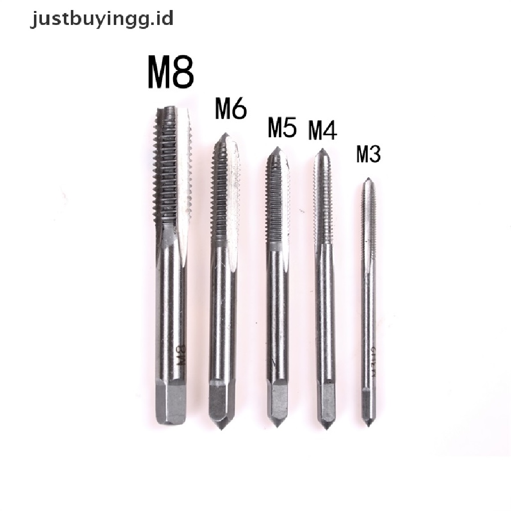 5pcs / Set Alat Tapping Tangan Lurus Flute M3 M4 M5 M6 M8 3mm - 8mm