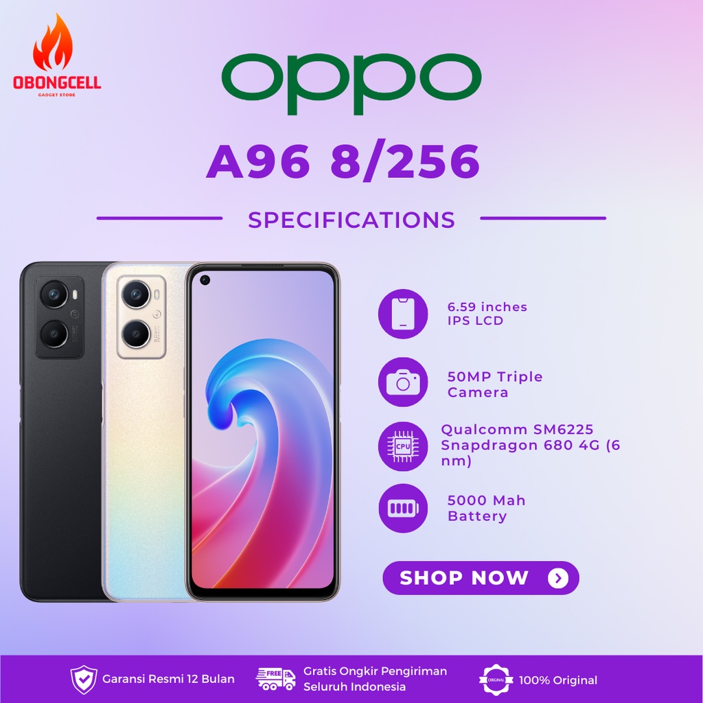 OPPO A96 8/256GB GARANSI RESMI