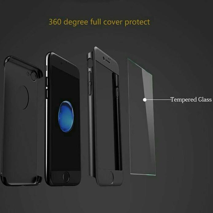 Hardcase Case 360 Iphone 5/5S/6/6+/6 Plus Casing Free Tempered Glass - Merah Muda