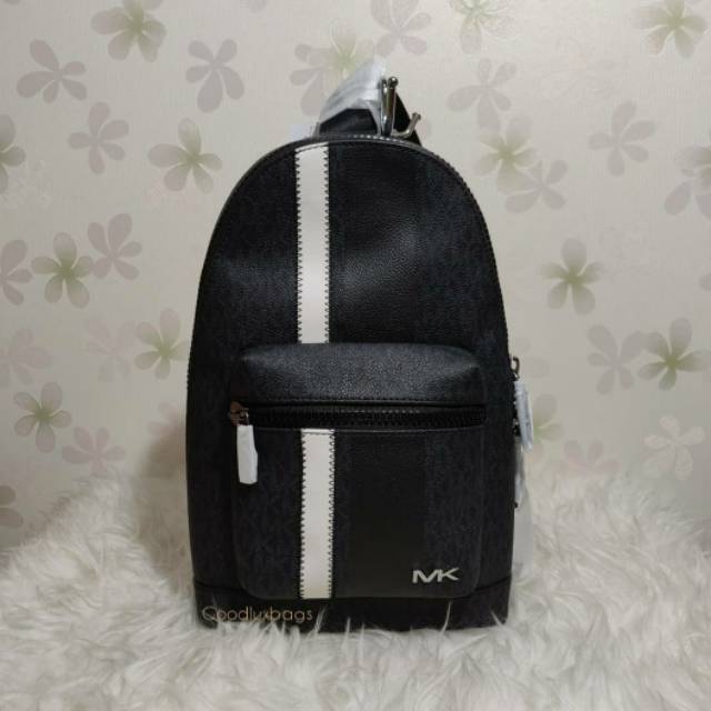 ORIGINAL Tas Pria Michael Kors Men Cooper Sling Bag Polgan Black White