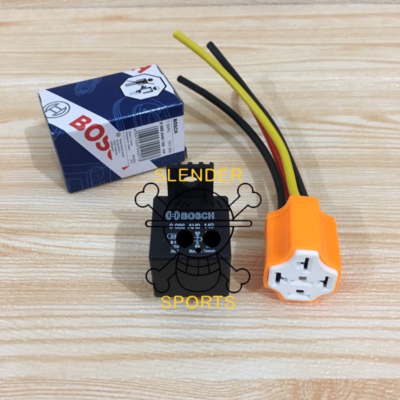 PAKET RELAY KLAKSON BOSCH 4K 12V/30A + SOCKET (BOSCH 0 986 AH0 140)