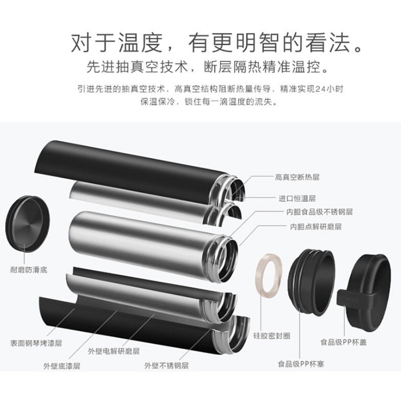 Botol Minum Thermos Stainless Steel 450ml QKELLA Black