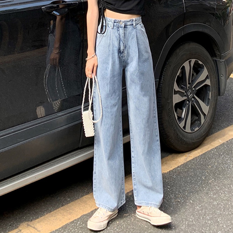 Karet Pinggang Highwaist Loose Celana Jeans Wantia Impor