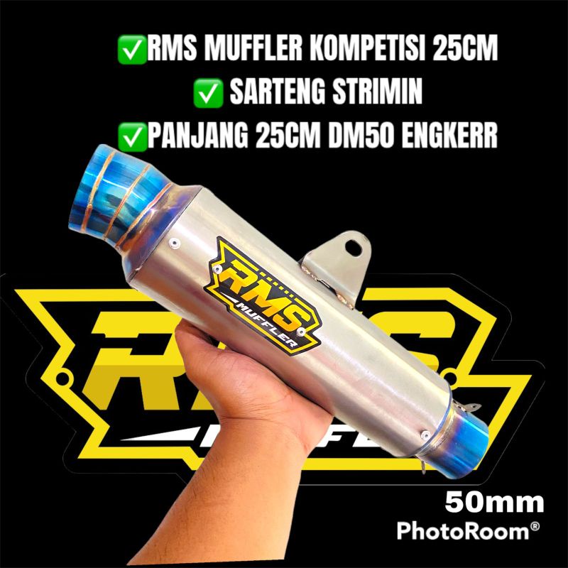 Knalpot Kompetisi RMS Muffler Original panjang 25cm Sarangan strimin halus separo hengker bkn dpj bs