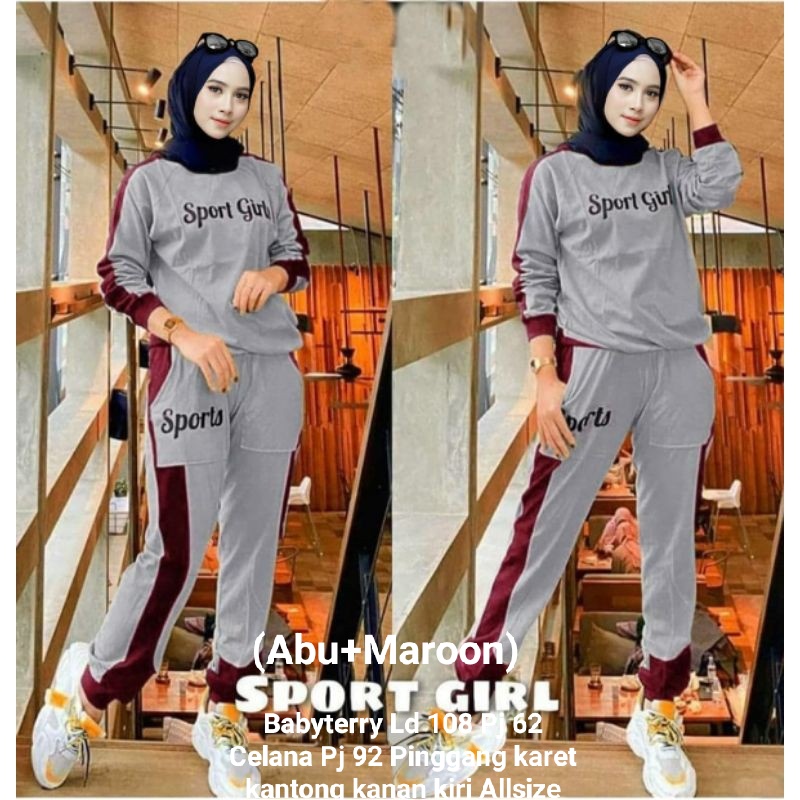 COD☑️PAKAIAN SET WANITA/SET SPORT GIRL/3 SIZE(L-XL-XXL)PAKAIAN TRAINING SET/SET WANITA/SET KEKINIAN/GOOD QUALITY