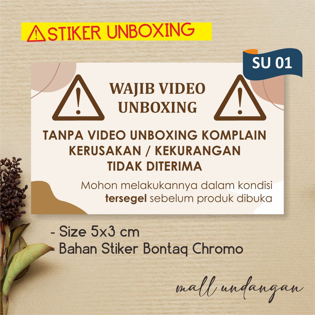 

STIKER LABEL VIDEO UNBOXING - STICKER PERINGATAN BUKA PAKET READY