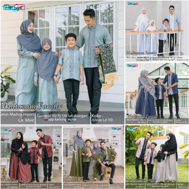 baju couple family muslim seragam keluarga 2 anak MULTAZAM FAMILY