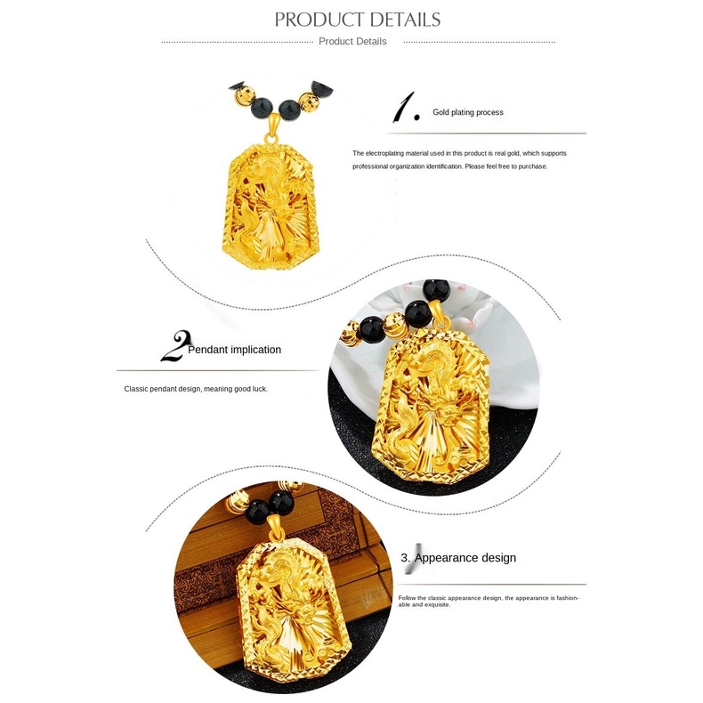 Kalung Rantai Emas Asli Kadar 375 Dengan Liontin Naga Untuk Pria