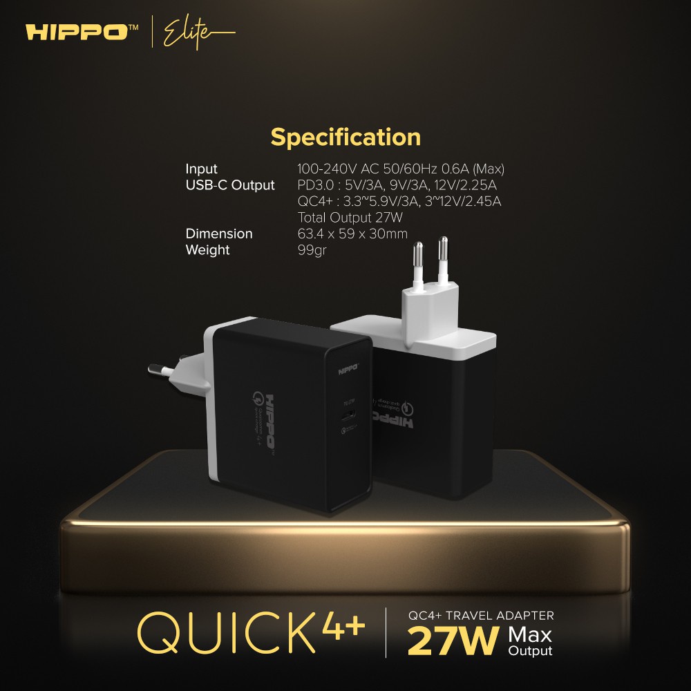 Hippo Elite Quick 4+ PD/QC Adapter 27w