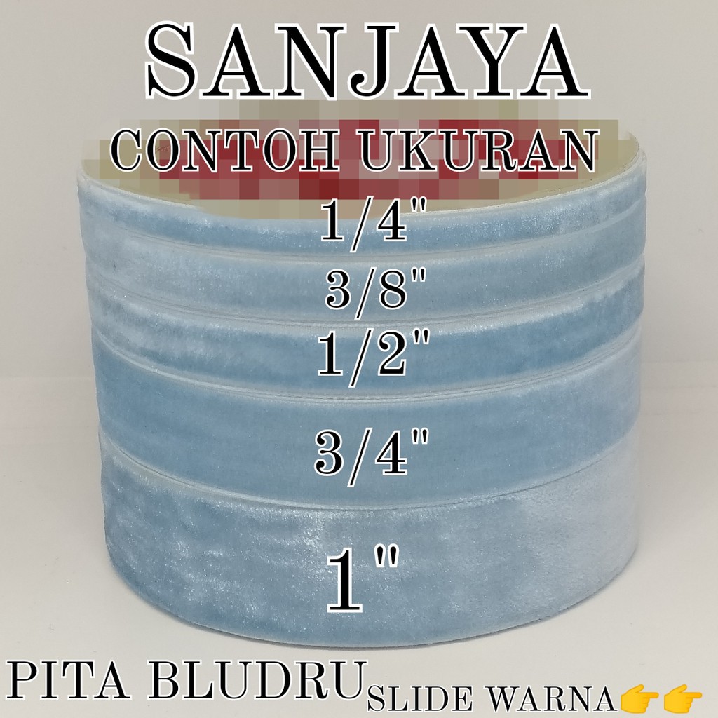 [1 Roll] Pita Bludru 1/4 Inch, 3/8 Inch, 1/2 Inch, 3/4 Inch, 1 Inch / Pita Beludru Warna / Pita Velvet / Pita Kado Warna / Pita Bludru Polos