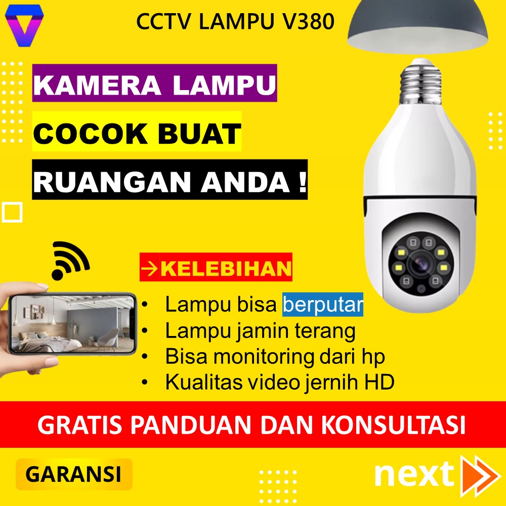 CCTV LAMPU BOHLAM WIFI V380 KAMERA MINI TERSEMBUNYI HIDDEN CAMERA PENGINTAI MINI JARAK JAUH INFRARED IP CAMERA SPYCAM BULP SPY CAM WIRELESS INDOOR FULL HD 1080P JS155