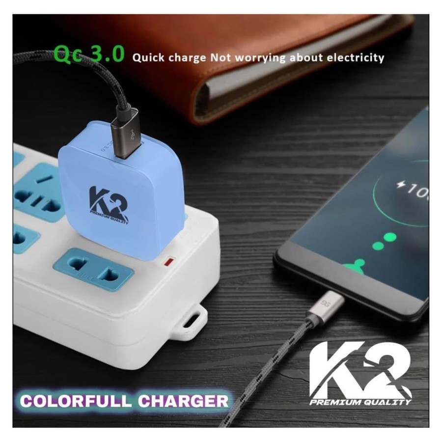 GROSIR Adaptor CHARGER K2 PREMIUM QUALITY FAST CHARGING QUALCOMM 3.0Ampere