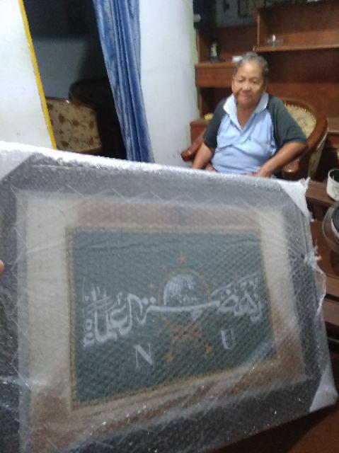 Kaligrafi Kulit Kambing Lambang Nu-bingkai Kayu-ukuran 50cmx70cm-kaligrafi Bahasa Arab-lk2015