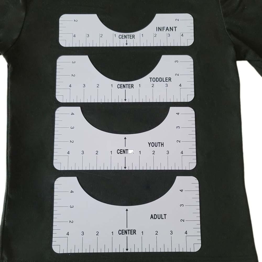 Lanfy T-Shirt Alignment Ruler 5pcs PVC Jahit DIY Gambar Template Desain Pakaian Penggaris Pengukur