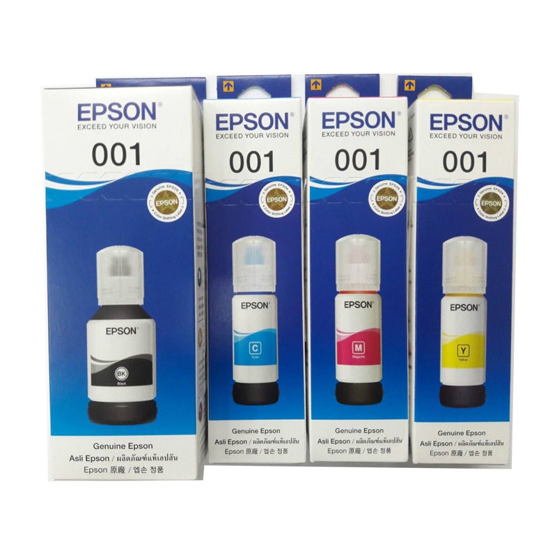 TINTA EPSON ECO 001 BLACK, CYAN, MAGENTA, YELLOW RESMI ORIGINAL INK ORI