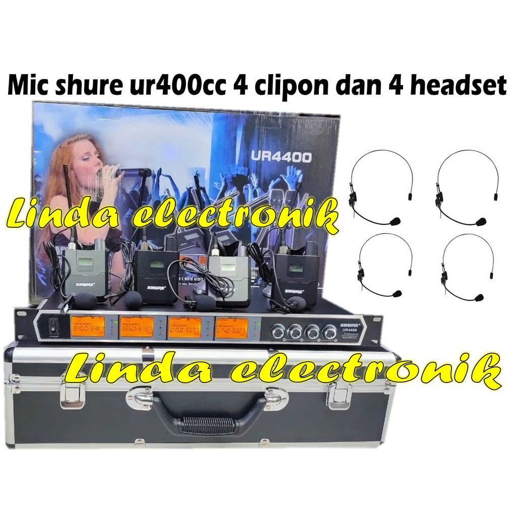 mic wireless shure UR4400JJ 4mic clipon dan bando shure ur 4400JJ