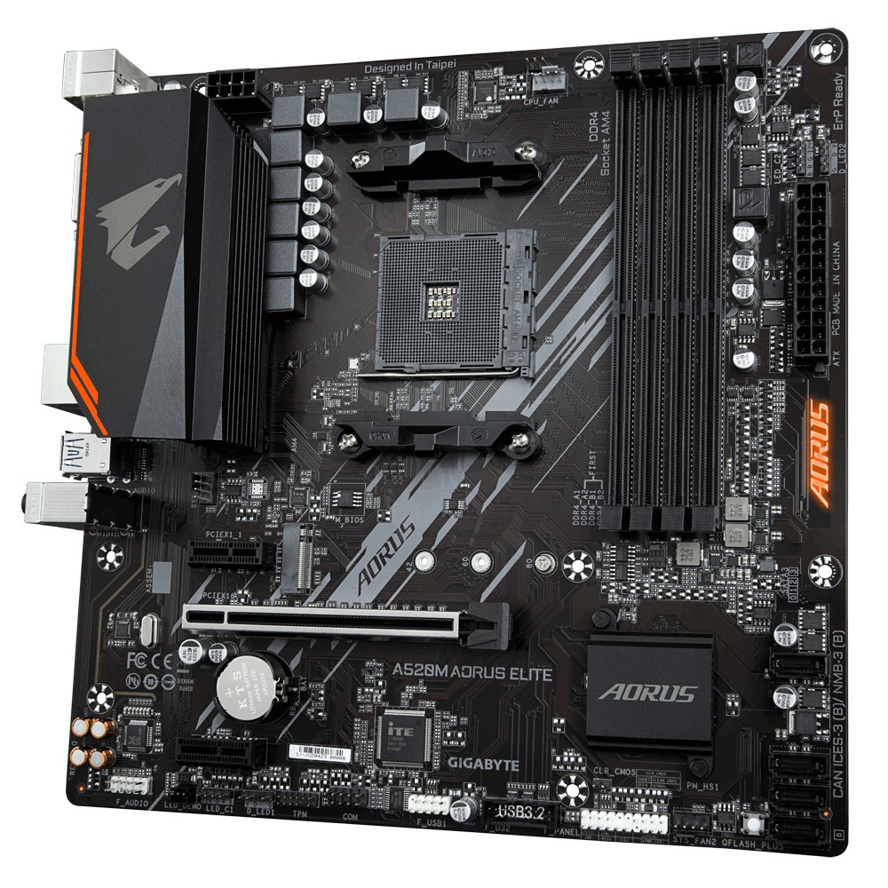 Aorus A520M Aorus Elite, DDR4 4 DIMMs, RGB FUSION 2.0, Q-Flash