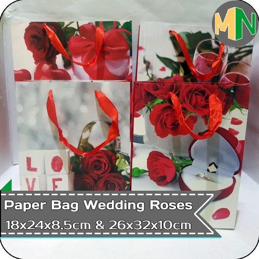 

Paper Bag Wedding Roses 18x24x8,5cm (S) Dewen